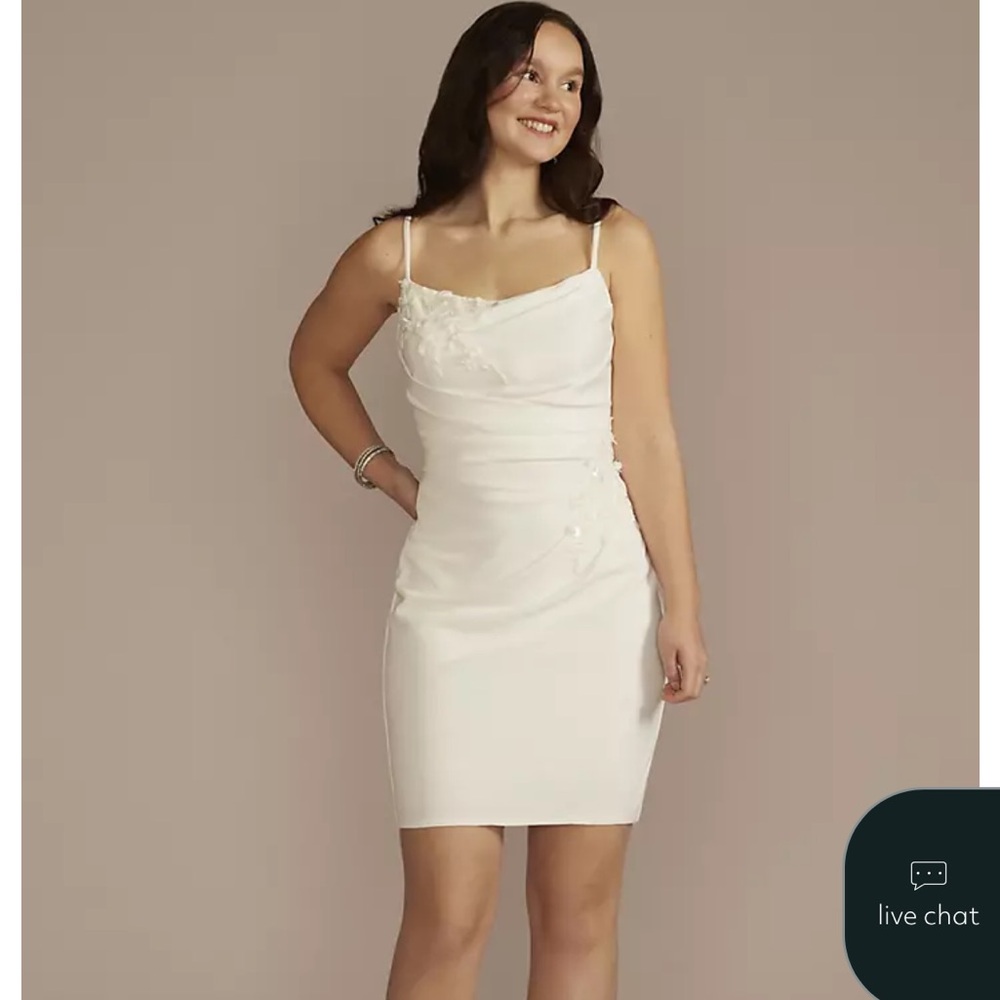 DB STUDIO 3D Floral Lace Applique Crepe Mini Dress